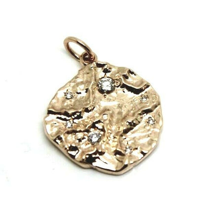 Genuine heavy 9ct yellow, rose or white gold nugget pendant set with stones of your choice