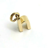 Genuine 9ct Solid Yellow, Rose or White Gold Initial Small Pendant h with split ring