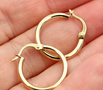 Genuine 9ct Yellow Gold 18mm Wide Hollow Hoop Round Earrings