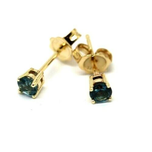 Kaedesigns New 9ct Solid Yellow Gold London Blue Topaz 3mm Earrings