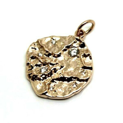 Genuine heavy 9ct yellow, rose or white gold nugget pendant set with stones of your choice