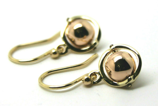 Genuine 9ct 9k Yellow & Rose Gold 375 Hook Ball Drop Earrings