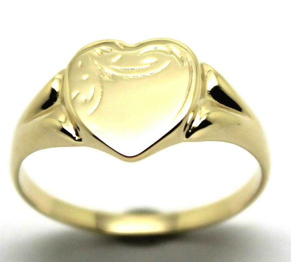 Kaedesigns New Size R Genuine Large 9ct Yellow, Rose or White Gold Heart Signet Ring