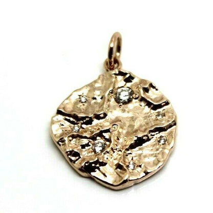 Genuine heavy 9ct yellow, rose or white gold nugget pendant set with stones of your choice