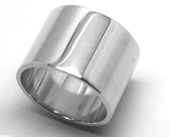 Size Q Genuine New 9ct 9k White Gold / 375, Full Solid 16mm Extra Wide Band Ring