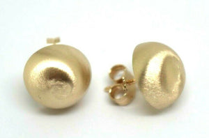Genuine 9ct 9K Solid Yellow, Rose or White Gold 12mm Frosted Stud Half Ball Earrings