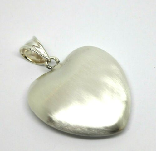 Sterling Silver Matt Finish / Brushed 925 Large Bubble Heart Pendant