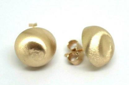 Genuine 9ct 9K Solid Yellow, Rose or White Gold 14mm Frosted Stud Half Ball Earrings