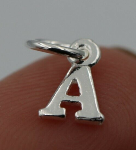 925 Sterling Silver Capital Initials Letter Personalized Tiny Pendant Charm A to Z