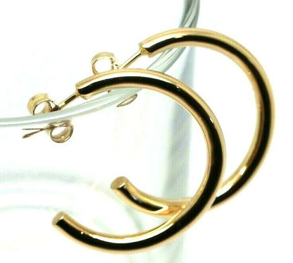 Genuine 9ct Yellow, Rose or White 29mm Hoop Stud Earrings