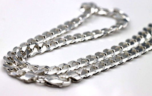 Sterling Silver 925 8mm Heavy Flat Kerb Curb Chain Necklace 50cm 50.3g (Last one)