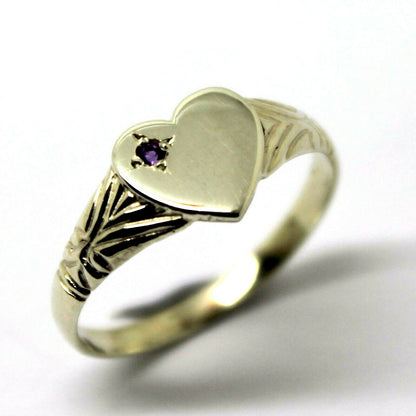 Kaedesigns New Sterling Silver Heart Amethyst Set Signet Ring