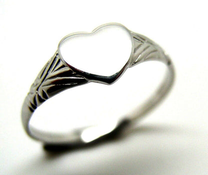 Kaedesigns, Genuine Solid 9ct 9kt 375 White Gold Heart Signet Ring Size S