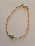 Genuine 9ct 375 Solid Yellow Gold Belcher 19cm Bracelet Diamond Initial A