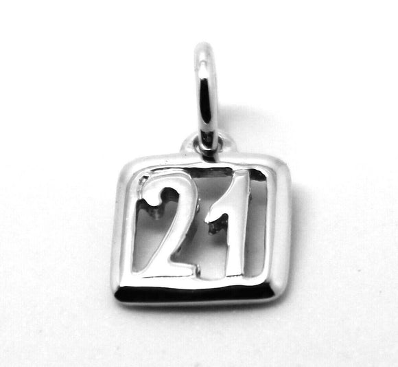 Kaedesigns Genuine 925 Sterling Silver Square shaped 21st Charm or Pendant