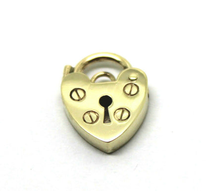 Genuine Small 13.5mm 9ct 9k Yellow Gold Screw Heart Pendant Padlock