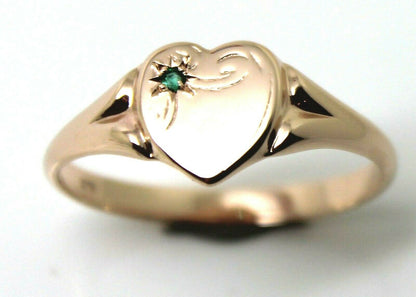 Kaedesigns Genuine 9ct 9K Yellow, Rose and White Gold Green Emerald (Birthstone Of May) Signet Ring