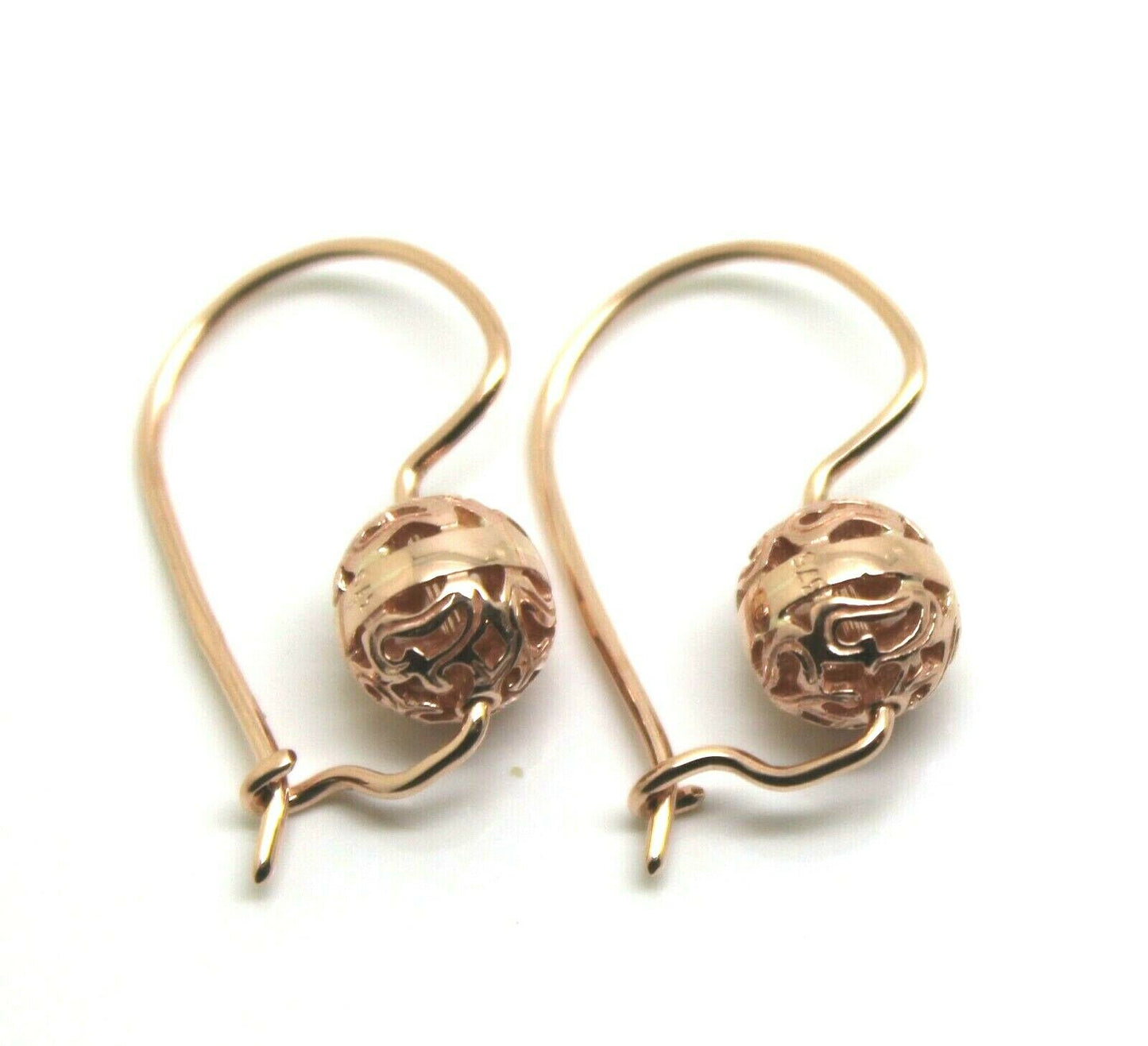 Kaedesigns 9ct Yellow, Rose or White  Gold 8mm Euro Ball Drop Filigree Earrings