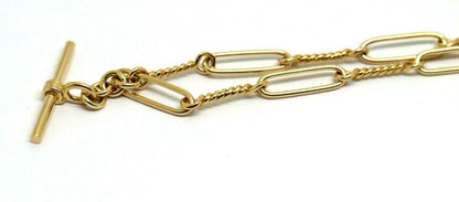 Genuine New Handmade PaperClip 9ct Yellow, Rose or White Gold Paper Clip Chain Necklace with T-Bar