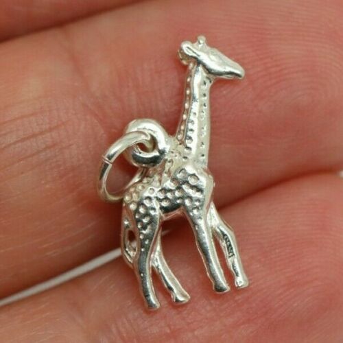 Sterling silver Giraffe + jump Pendant Zoo Animal African Safari Pendant or Charm