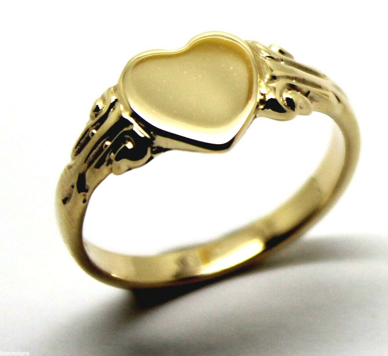 Size J Genuine 9ct 9Kt Yellow, Rose or White Gold 375 Heart Signet Ring