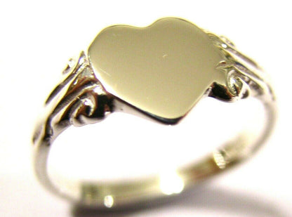 Size J Genuine 9ct 9Kt Yellow, Rose or White Gold 375 Heart Signet Ring