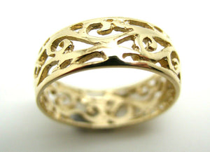 Size J 1/2 Genuine 9ct 9K Full Solid Wide Yellow, Rose or White Gold Filigree Vine Ring 235