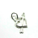 Sterling silver small light weight Hearts and Arrow charm / pendant + jump ring