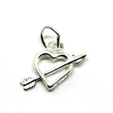 Sterling silver small light weight Hearts and Arrow charm / pendant + jump ring