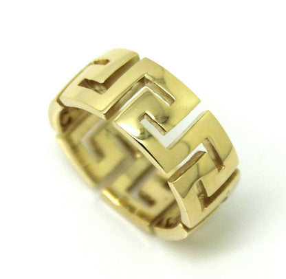 Kaedesigns Genuine Heavy Solid 18ct 18k 750 Yellow Gold 10mm Wide Greek Key Ring - Choose your size M to R