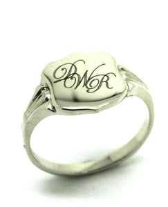 Sterling Silver Large Signet Ring In Your Size Plus Engraving Of Three Initials