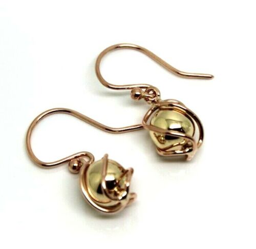Genuine New Solid 9ct Rose & Yellow Gold Cage Ball Earrings