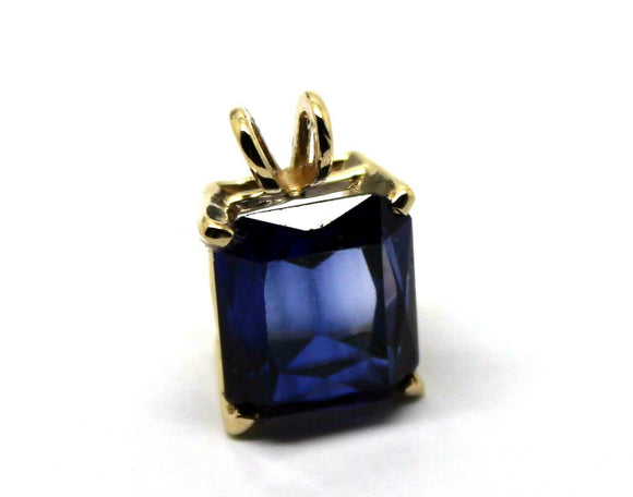 Genuine New 9ct Yellow Gold Blue Cubic Zirconia Pendant *Free Express Post In Oz