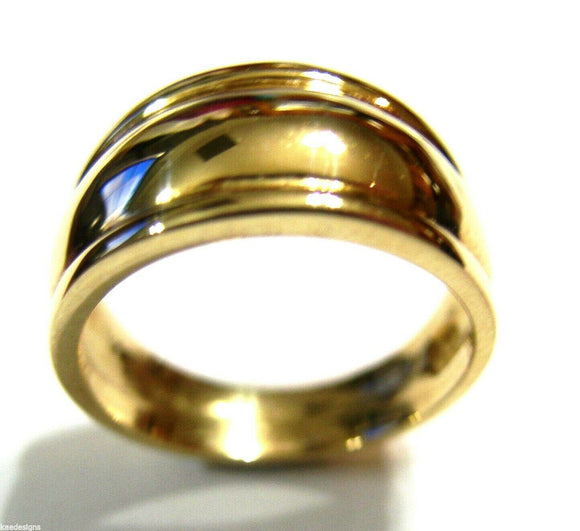 Size N Genuine 9ct 9kt Full Solid 10mm Yellow, Rose or White Gold Ridged Heavy Dome Ring