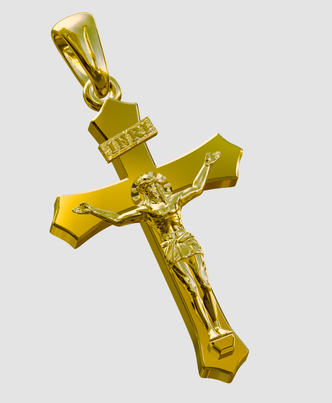 Genuine 18ct 18kt 750 Yellow Gold Crucifix Cross Pendant