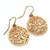 Genuine New Heavy 9ct Solid Yellow, Rose Or White Gold Filigree Oval Drop Long Hooks  Earrings