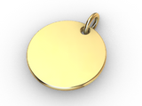 Genuine Solid 9ct Yellow, Rose Or White Gold Plain 18mm Round Disc Pendant