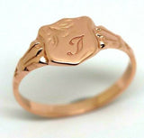 Size T1/2, 9ct 9kt Yellow, Rose or White Gold Shield Signet Ring + Engraving of one initial
