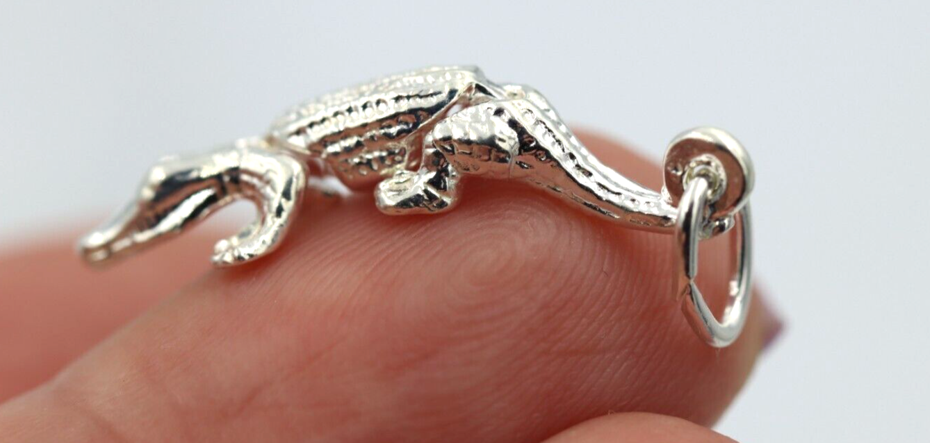 Sterling Silver 925 Small Movable Croc Crocodile Charms or Pendant