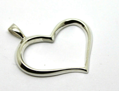 Genuine New Sterling Silver Large Modern Heart Pendant