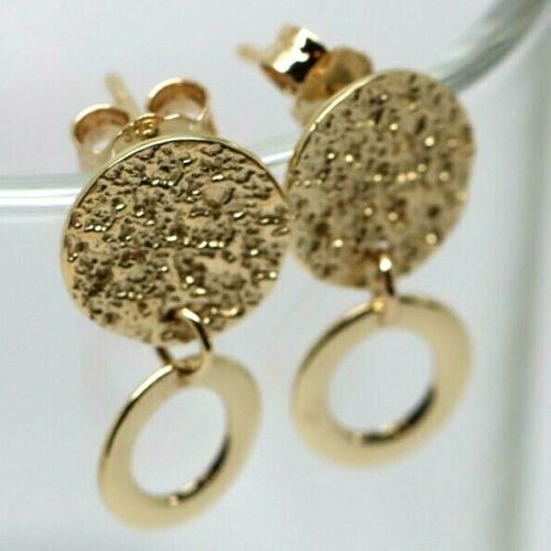 New 9ct Yellow, Rose or White Gold Stud Disc Earrings Round Earrings