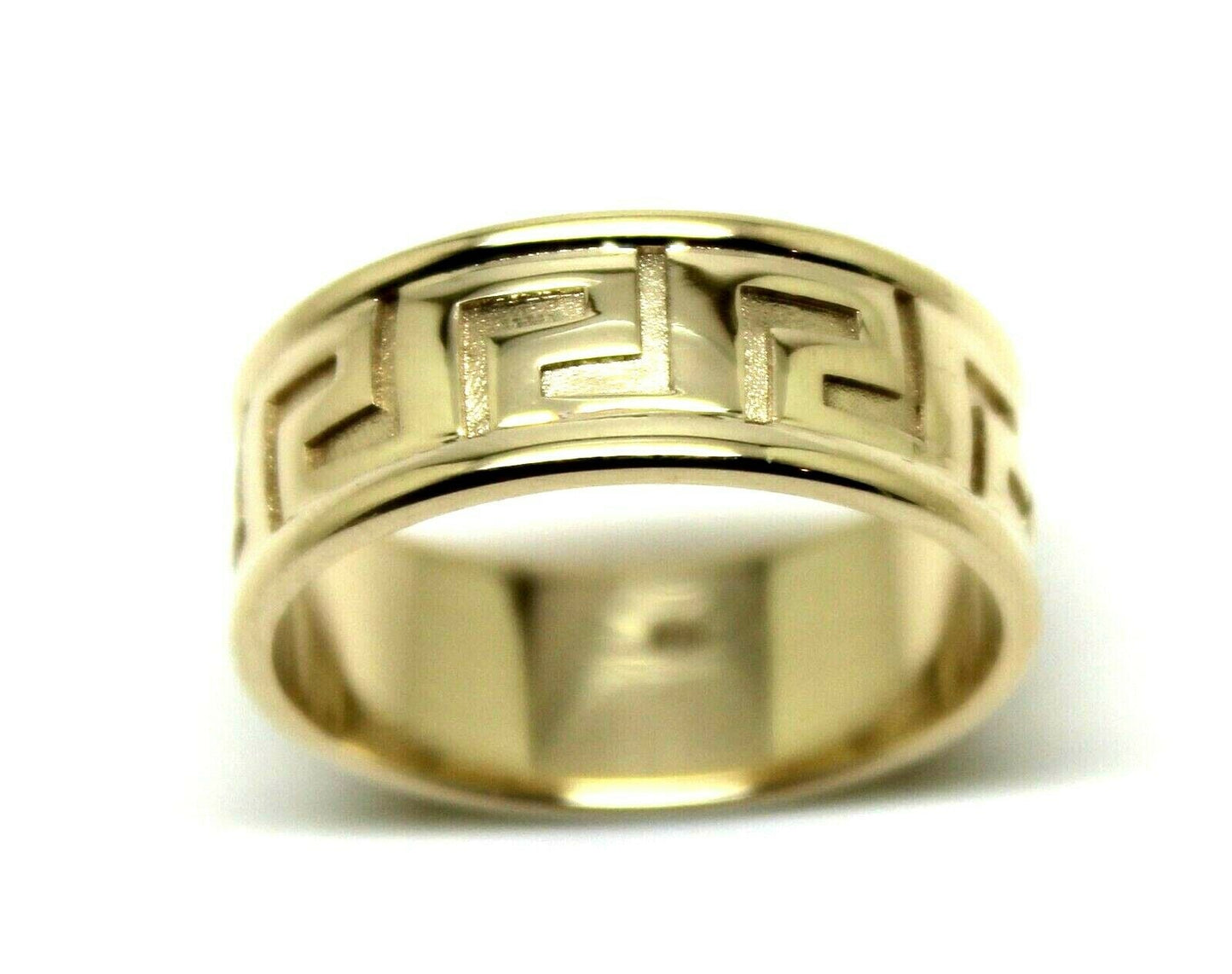 Size S Genuine Heavy 9ct 9kt Solid Yellow, Rose or White Gold Greek Key Band Ring