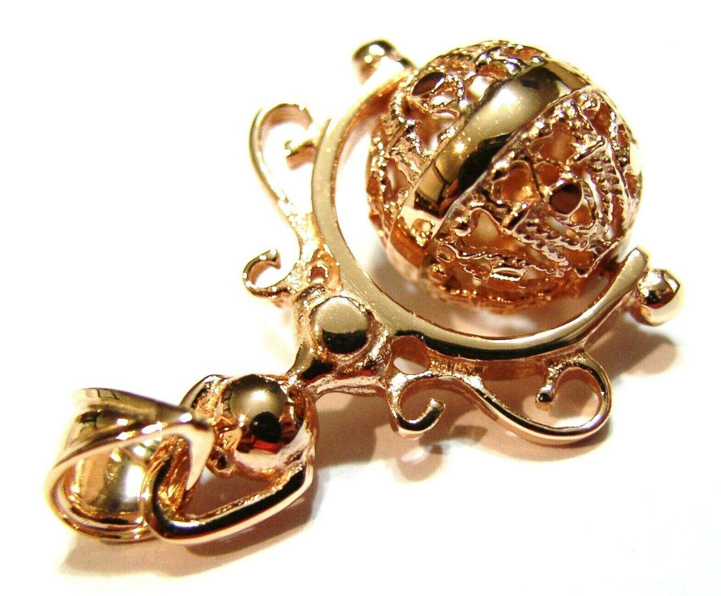 Kaedesigns Genuine 9ct 9kt Yellow Or Rose Or White Gold Filigree Ball Spinner Pendant Sp109