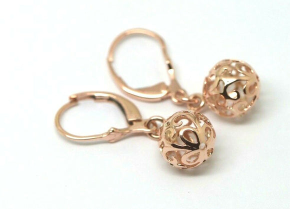Genuine 9ct 9k Yellow, Rose or White Gold 10mm Filigree Ball Hook Continental Earrings
