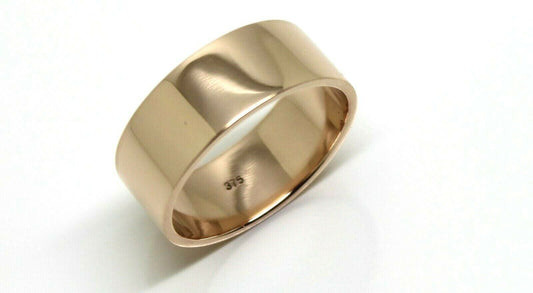 Size N Genuine Heavy New 9ct 9Kt Yellow, Rose or White Gold / 375, Full Solid 8mm Wide Band Ring