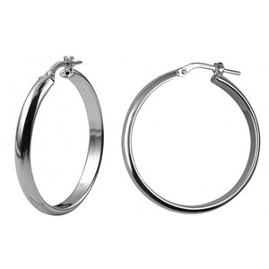 Sterling Silver Half Round Hoops Large 30mm 4mm wide