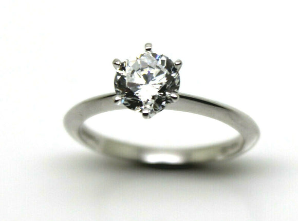 Size N 1/2 Sterling Silver 7mm Cubic Zirconia Solitaire Ring *Free Express Post