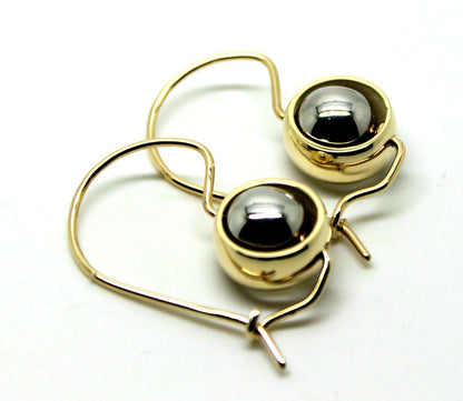 Genuine 9ct 9kt White & Yellow Gold Spinning Belcher Ball Drop Earrings