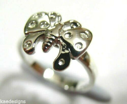 New Genuine Solid 9ct White Or Rose Or Yellow Gold Butterfly Ring Choose Size