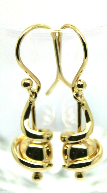 Kaedesigns, 9ct Yellow Or White Or Rose Gold 8mm Hook Swirl Ball Drop Earrings